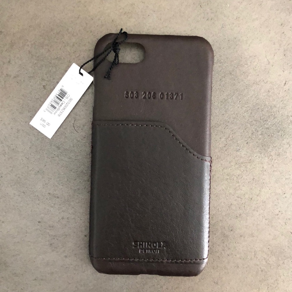 Shinola iPhone 7 case with pocket- deep brown